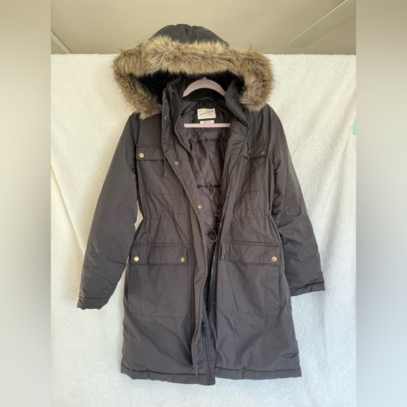 Universal Thread Dark Gray Fur-Trimmed Puffer Coat - Picture 2 of 8